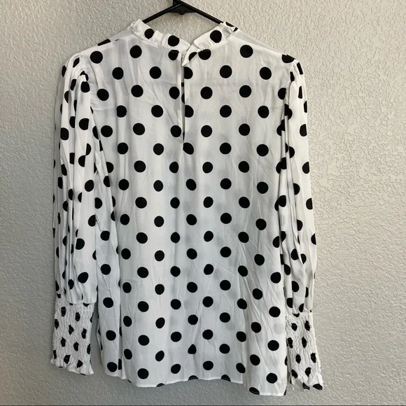 Sold Zara Woman Polka Dot Smocked Blouse NWT Size S - Picture 6 of 7